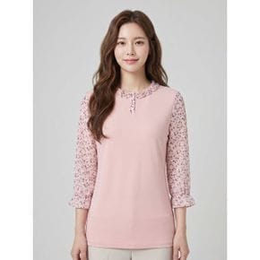 여성 패턴 배색 7부 티블라우스 ALTRM4121 403_P337809272