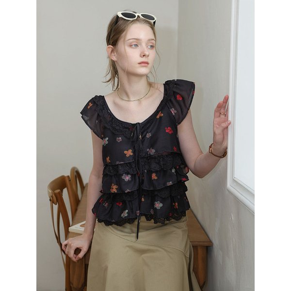 DD_Floral embroidery ruffle blouse_BLACK