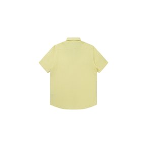 Linen Emblem Embroidered Short Sleeve Shirt_Lemon