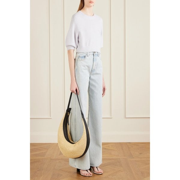 케이트 가죽 트리밍 라피아 숄더백 46376663163050770