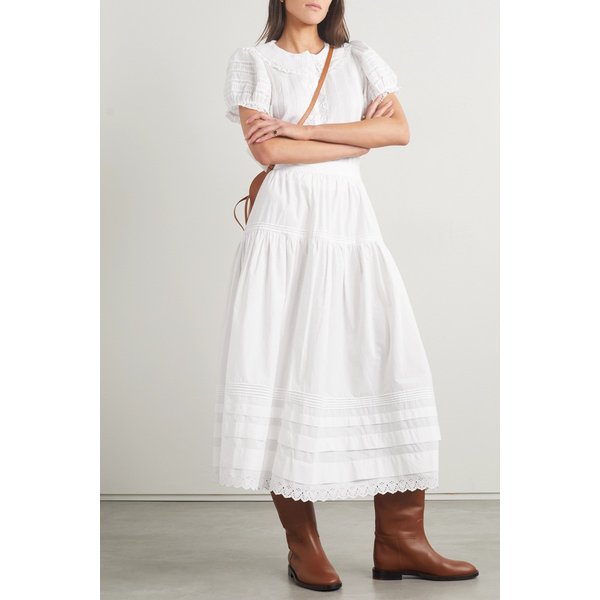 도엔 Net Sustain 세바스찬 브로드리 앙글레즈 트리밍 포플린 미디 스커트 1647597305833825