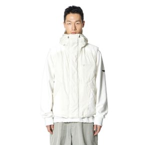 Double Zip Hoodie Vest Jacket (IVORY)