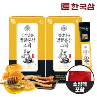 한국삼 정성담은 벌꿀 홍삼스틱 10g x 30포 x 2박스 + 쇼핑백