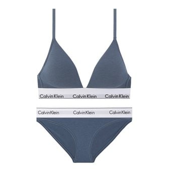 Calvin Klein Underwear 여성 모던 코튼 트라이앵글 브라렛+팬티 세트 QF5650+F3787 FLINT STONE_P366651504