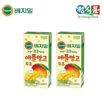 베지밀 과일이 꼭꼭 씹히는 애플망고 두유 190mlx96팩_P062437086