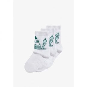 4955989 Adidas 3 PACKS - Sports socks white collegiate green