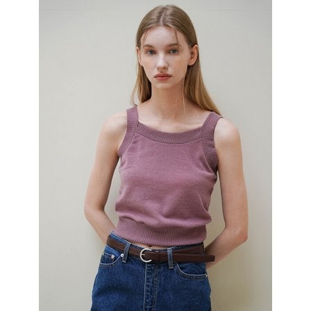 아티클레븐 SQURE NECK SLEEVELESS KNIT TOP (PINK)