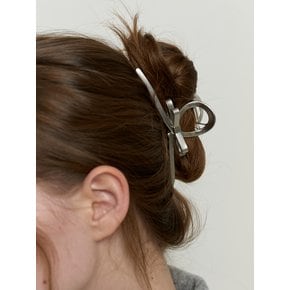 petit ribbon metal hair claw - silver