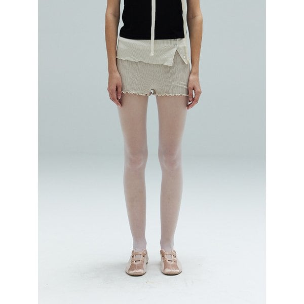 AMY BUTTON KNIT SHORTS - BEIGE