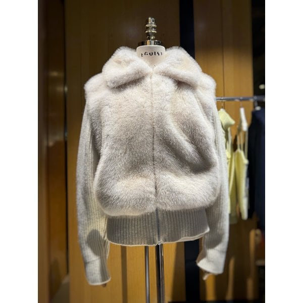 [시흥점] 여성 소매 니트 배색 퍼 점퍼 (ES1JZ201)