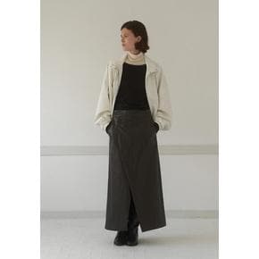 나인 UNBALANCED LEATHER MAXI SKIRT SK4965SG