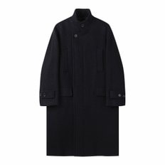 Black Wool Band Collar Coat_CWCAW24605BKX