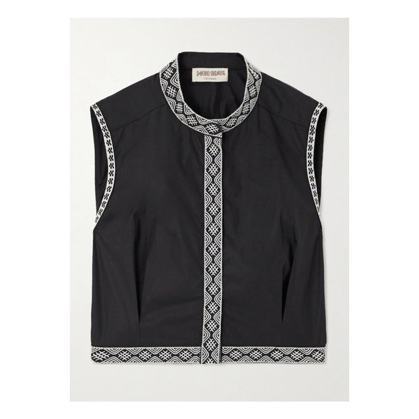 엠포리오 시레누세 네바다 크롭 자수 코튼 혼방 포플린 베스트 블랙 1647597333917420