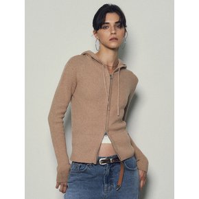 Cashmere BCI Cotton Hood Zip-Up Knit_CTK224(Beige)