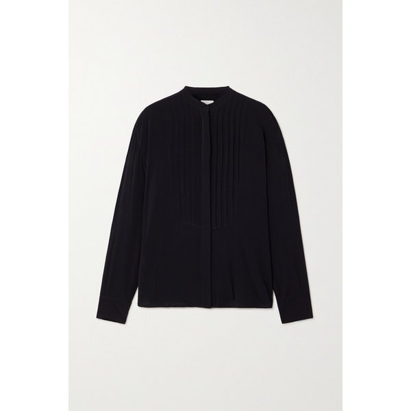 아멜 플리츠 크레이프 드 신 셔츠 블랙 1647597325950556