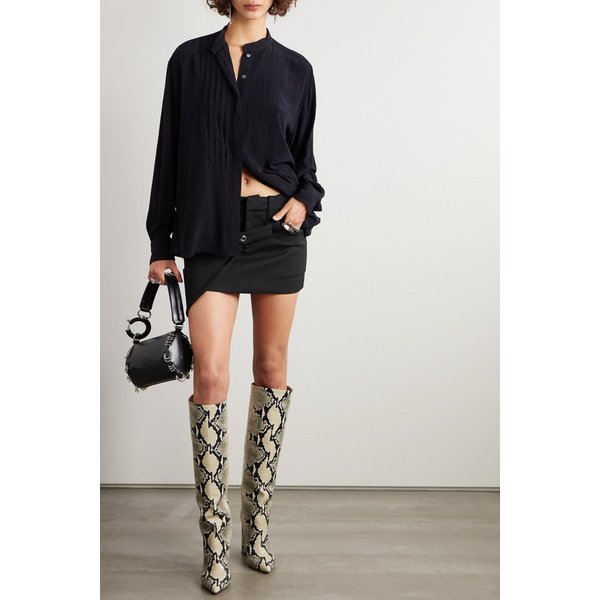 아멜 플리츠 크레이프 드 신 셔츠 블랙 1647597325950556