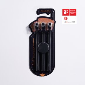 [무케] 유키위_마그네틱 항균 칫솔 3pcs (어센틱블랙 / 패드포함) 자석칫솔 초 미세모