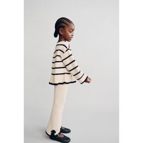ZARA 자라 키즈 리브드 플레어 트라우저스 바지 팬츠BOWS 에크루 5536533712 5536533 1372049