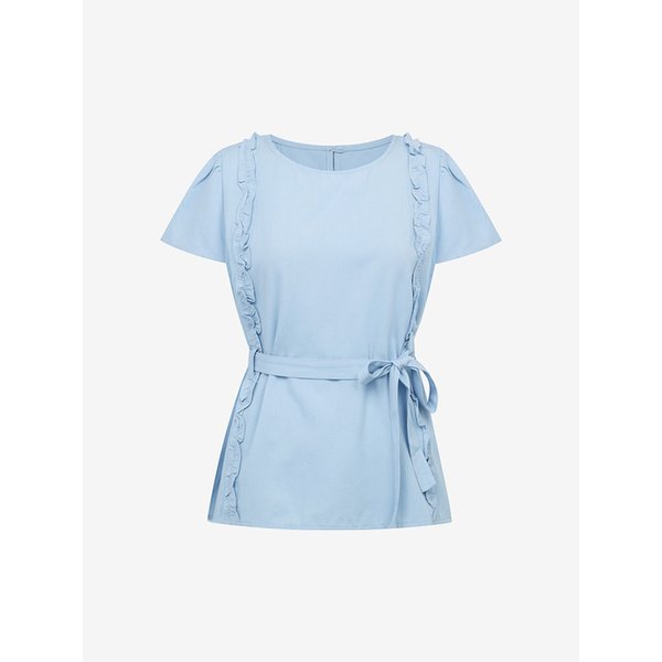 프릴 캡소매 블라우스 & 벨트 SET (TMBAF2476)