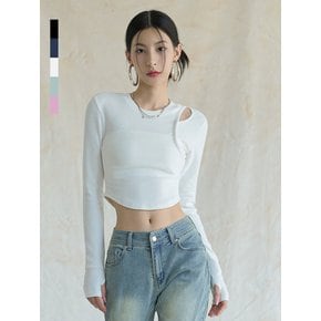 hole-cut Crop Long Sleeve -  5COL
