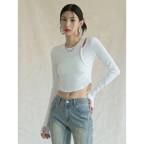 hole-cut Crop Long Sleeve -  5COL