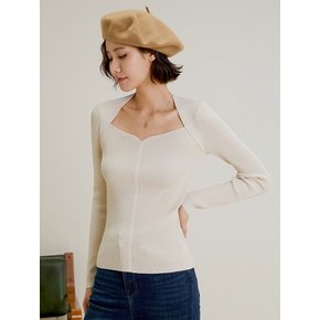 LS_Square-neck long sleeved knit top