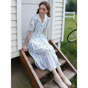 Cest_Lapel striped floral dress