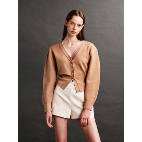 BALLON SLEEVE CARDIGAN (BROWN)