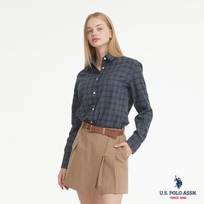 [U.S. POLO ASSN.]  여성 코튼 기모셔츠_NAVY CHECK