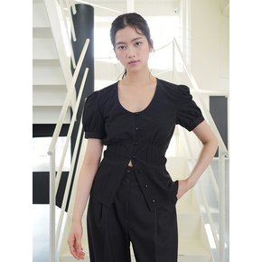 Pintuck shirring Blouse _ Black