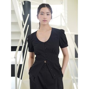 Pintuck shirring Blouse _ Black