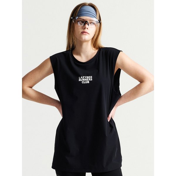 쿨링브리즈 여성 남자 러닝 나시 오버핏 슬리브리스 블랙