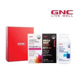 [GNC 부모님세트]메가맨50+&우먼스울트라메가50+&코랄칼슘마그네슘&비타민D