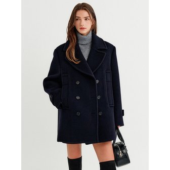 룩캐스트 [5차 리오더]니야 울 하프 피코트_네이비 / NIYA WOOL HALF PEACOAT_NAVY