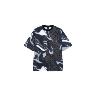 ARMANI EXCHANGE 남성 로고 프린트 크루넥 티셔츠 A413331033000