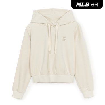 MLB [코리아공식] 여성 베이직 골지 벨로아 크롭 후드티 BOS (D.Cream)