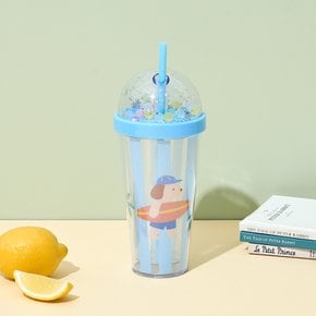 스트라이프퍼피 빨대 텀블러 380ML 강아지