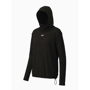 Wool High Neck Waffle Hoodie_Black