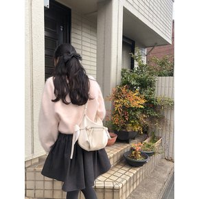 Belted ribbon bag_cream