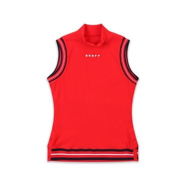 ONOFF [온오프골프웨어] 여성 하이넥 슬리브리스 티셔츠 OF9822LA_RED