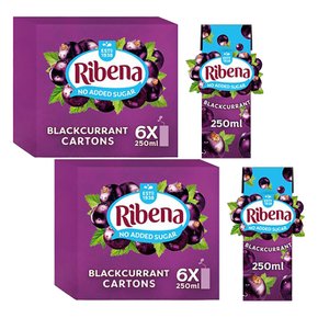 영국 Ribena Blackcurrant 리베나 무설탕 블랙커런트 주스 250ml 6입 2팩 (12입)