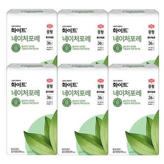  화이트 네이처포레 울트라슬림(날개형) 중형(36P) x 6팩