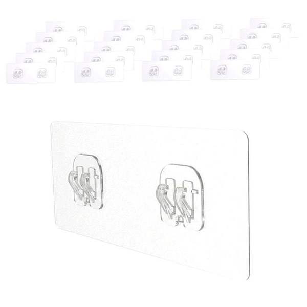 확대된 대표 무타공접착패드 더블후크 대형 소품걸이 20p