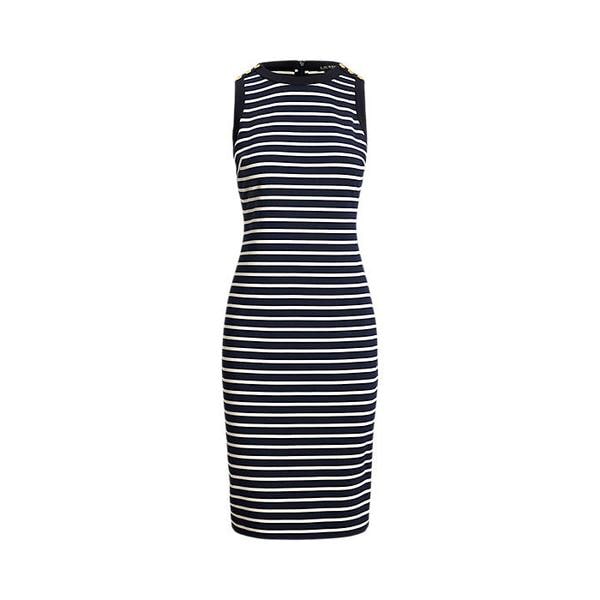 스트라이프 스냅 트림 폰테 시스 드레스(WMLRDRSSCM20083400)