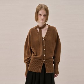 WOOL TIE CARDIGAN_BROWN