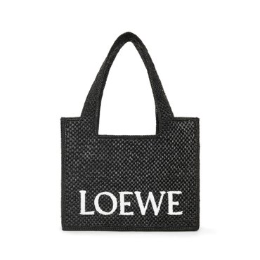  [LOEWE FONT TOTE RAFFIA M] 로에베 미디움 폰트 토트 라피아 라탄 핸드백 기은세 블랙