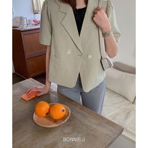 보니제이 / 여름 정장 루즈핏 숏자켓 반소매 얇은 오피스 퍼프 반