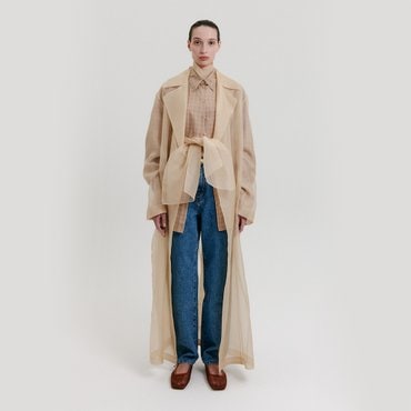 EENK Organza Tied Long Coat - Beige