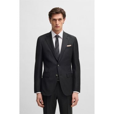 BOSS [SU25] 스트레치 버진울 슬림핏 테일러드 자켓 오픈 그레이(50509899061)