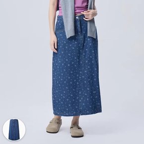 AK분당점 베네통 플라워 프린트 슬릿 A라인 데님 스커트 BASKE1641